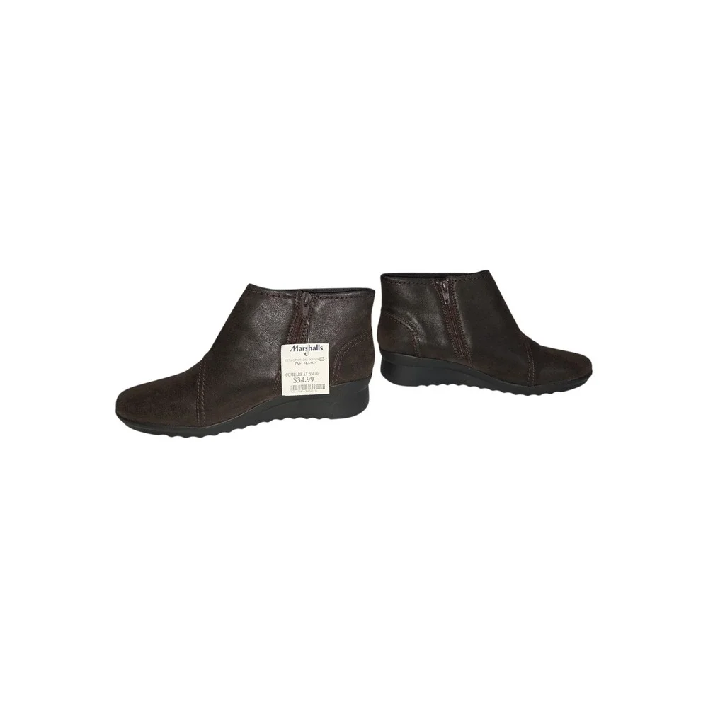 Clarks‎ Cloudsteppers Caddell Rush Womens Brown Wedge Ankle Boots Size 8